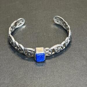 vintage Celtic sterling silver lapis cuff bracelet-18 Grams
